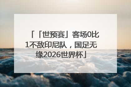 「世预赛」客场0比1不敌印尼队，国足无缘2026世界杯