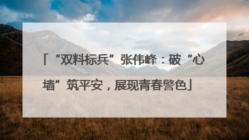 “双料标兵”张伟峰：破“心墙”筑平安，展现青春警色
