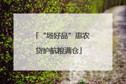 “场好品”惠农贷护航粮满仓
