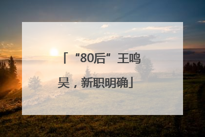 “80后”王鸣昊，新职明确