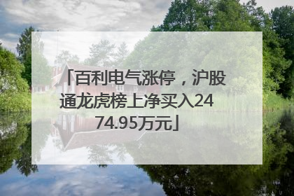 百利电气涨停，沪股通龙虎榜上净买入2474.95万元