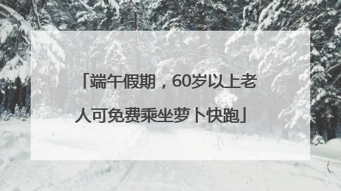 端午假期，60岁以上老人可免费乘坐萝卜快跑