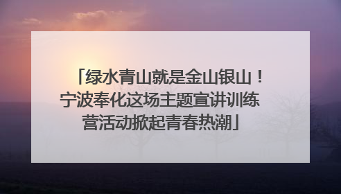 绿水青山就是金山银山！宁波奉化这场主题宣讲训练营活动掀起青春热潮