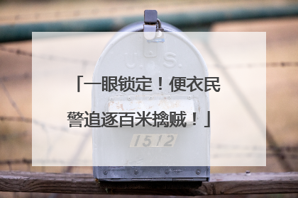 一眼锁定！便衣民警追逐百米擒贼！