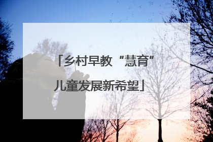 乡村早教“慧育”儿童发展新希望