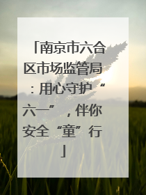 南京市六合区市场监管局：用心守护“六一”，伴你安全“童”行