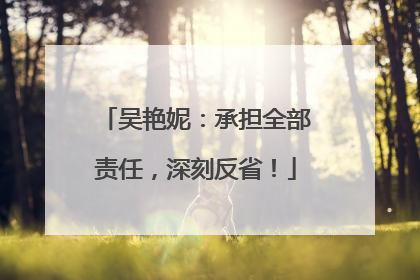 吴艳妮：承担全部责任，深刻反省！