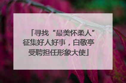 寻找“最美怀柔人”征集好人好事，白敬亭受聘担任形象大使
