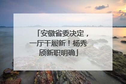 安徽省委决定，一厅干履新！杨秀颀新职明确