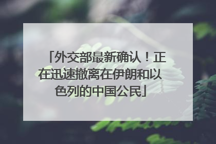 外交部最新确认！正在迅速撤离在伊朗和以色列的中国公民
