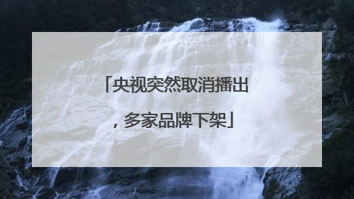 央视突然取消播出，多家品牌下架