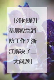 如何提升基层应急消防工作？浙江解决了三大问题