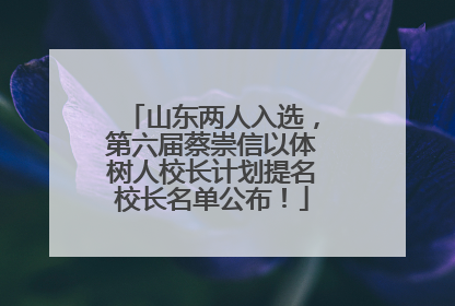 山东两人入选，第六届蔡崇信以体树人校长计划提名校长名单公布！