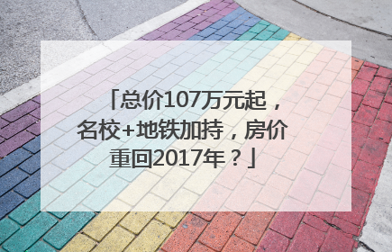 总价107万元起，名校+地铁加持，房价重回2017年？