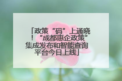 政策“码”上通晓！“成都惠企政策”集成发布和智能查询平台今日上线