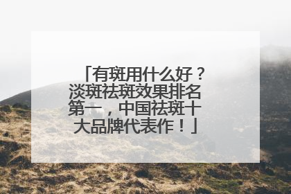 有斑用什么好?淡斑祛斑效果排名第一,中国祛斑十大品牌代表作!
