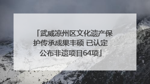 武威凉州区文化遗产保护传承成果丰硕 已认定公布非遗项目64项