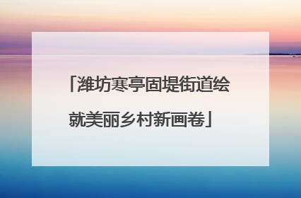 潍坊寒亭固堤街道绘就美丽乡村新画卷