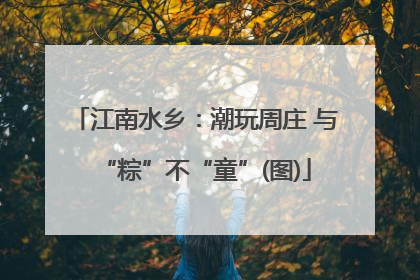 江南水乡：潮玩周庄 与“粽”不“童”(图)