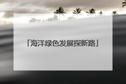 海洋绿色发展探新路