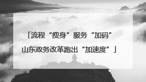 流程“瘦身”服务“加码” 山东政务改革跑出“加速度”