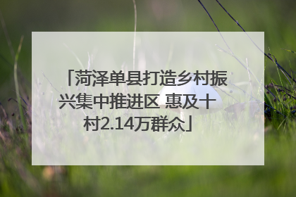 菏泽单县打造乡村振兴集中推进区 惠及十村2.14万群众