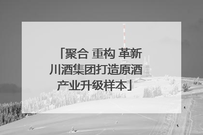 聚合 重构 革新 川酒集团打造原酒产业升级样本