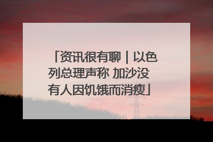 资讯很有聊｜以色列总理声称 加沙没有人因饥饿而消瘦