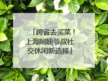 跨省去买菜！上海阿姨爷叔社交休闲新选择