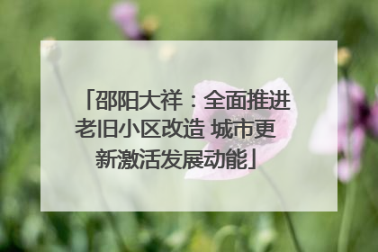 邵阳大祥：全面推进老旧小区改造 城市更新激活发展动能