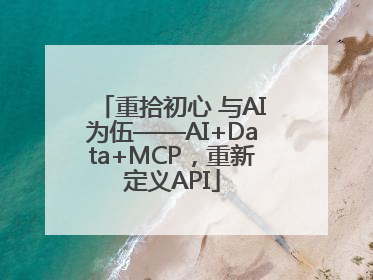 重拾初心 与AI为伍——AI+Data+MCP，重新定义API