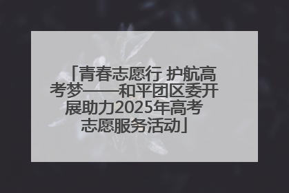 青春志愿行 护航高考梦——和平团区委开展助力2025年高考志愿服务活动