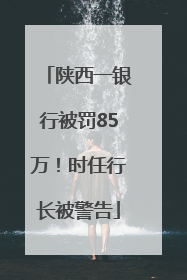陕西一银行被罚85万！时任行长被警告