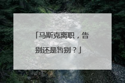 马斯克离职，告别还是暂别？
