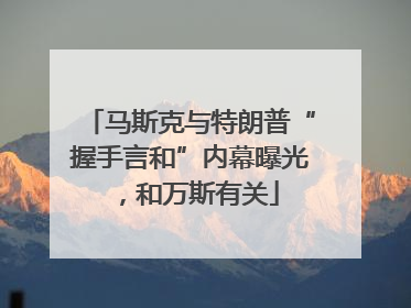 马斯克与特朗普“握手言和”内幕曝光，和万斯有关