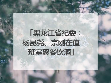 黑龙江省纪委：杨昆尧、宗刚在值班室聚餐饮酒
