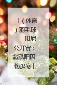 （体育）羽毛球——印尼公开赛：翁泓阳因伤退赛