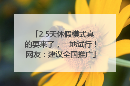 2.5天休假模式真的要来了，一地试行！网友：建议全国推广