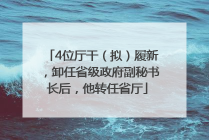 4位厅干（拟）履新，卸任省级政府副秘书长后，他转任省厅